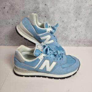 New Balance 574 Men's Light Blue Classic Athletic Shoes Size 12 Suede Mesh